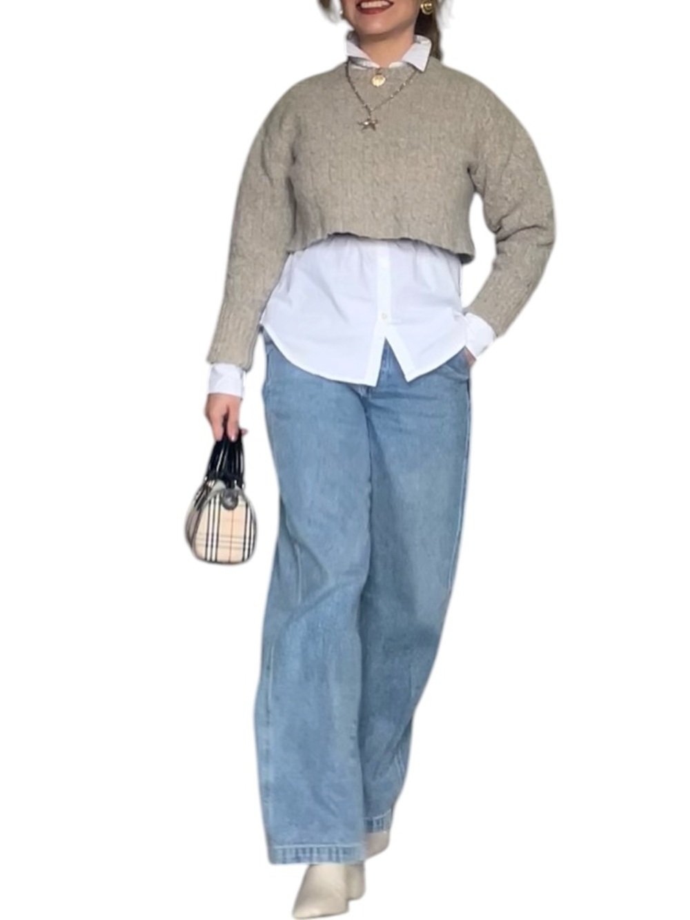Giordano - Cropped Lambswool Sweater Grey Beige - XL - Picture 6 of 7